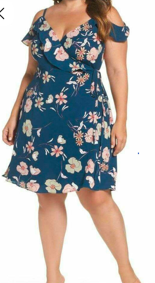 Cold shoulder Floral Wrap Dress