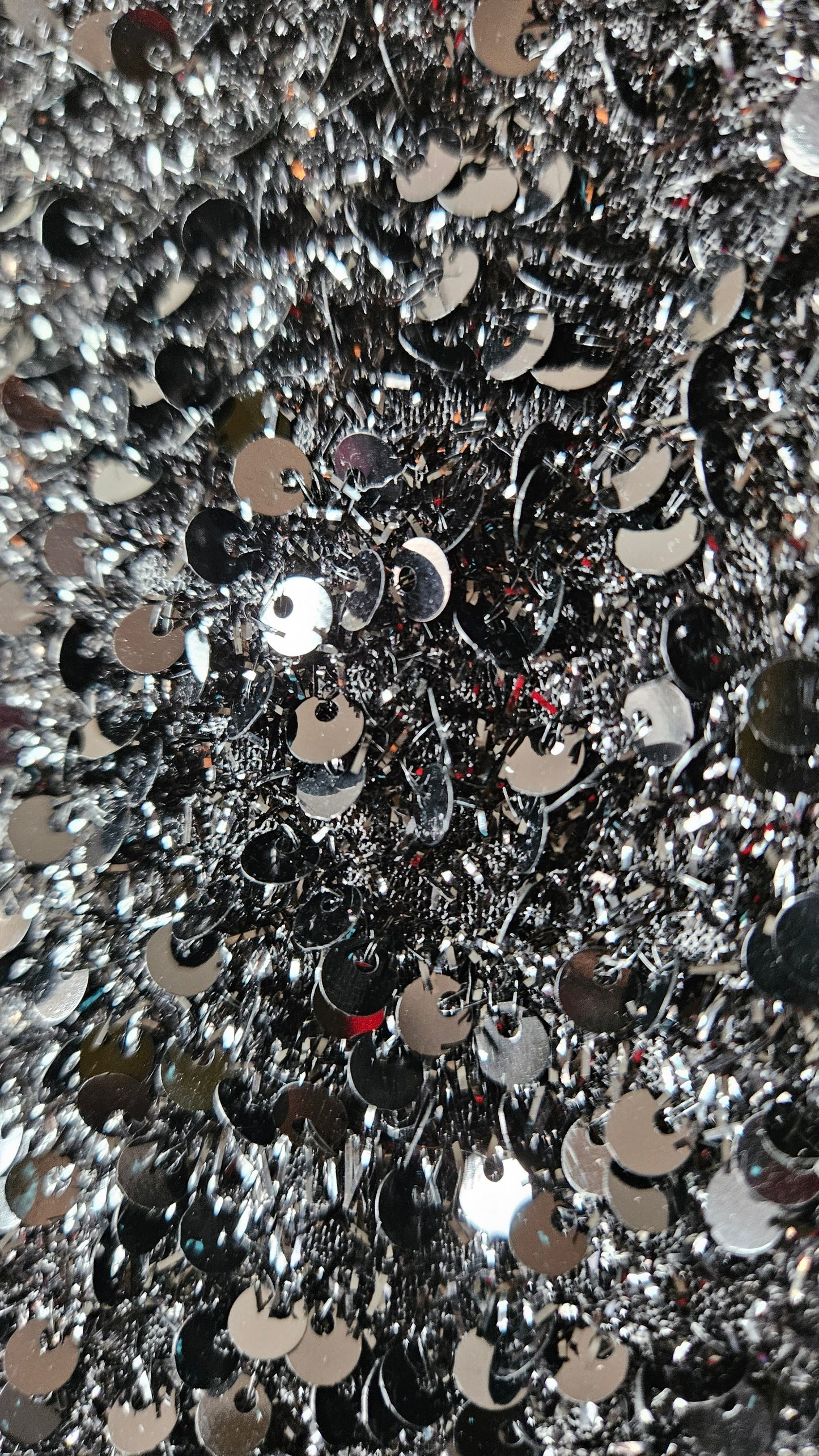 Black Sequin Gown with feather cuffs